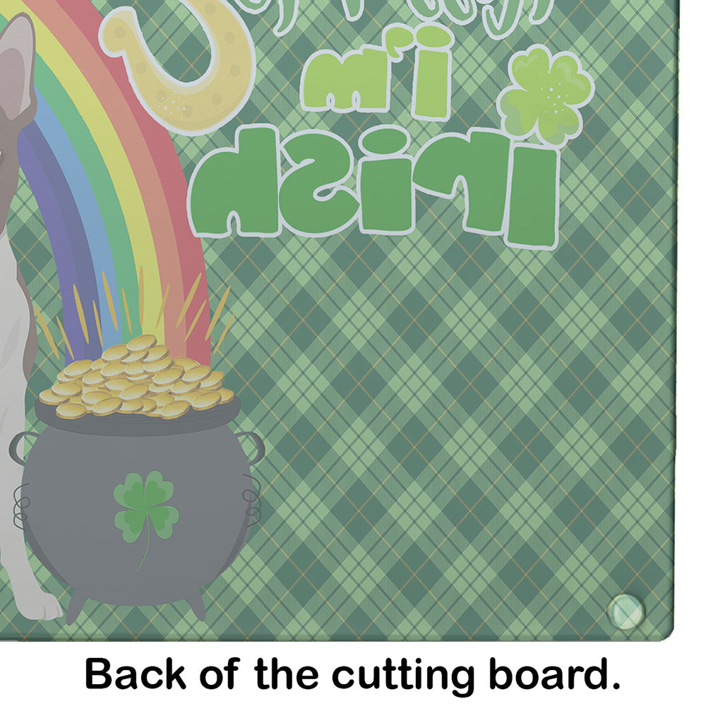 Red Boston Terrier St. Patrick's Day Cutting Board Tempered Glass Kitchen Cutting Surface, Heat Resistant Chopping, Non-Slip Feet, Food Prep & Serving