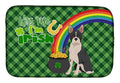 Black Boston Terrier St. Patrick's Day Dish Drying Mat Absorbent Dish Drying Mat Pad for Kitchen Counter Dish Drainer Mat for Countertop, 14 x 21", Multicolor