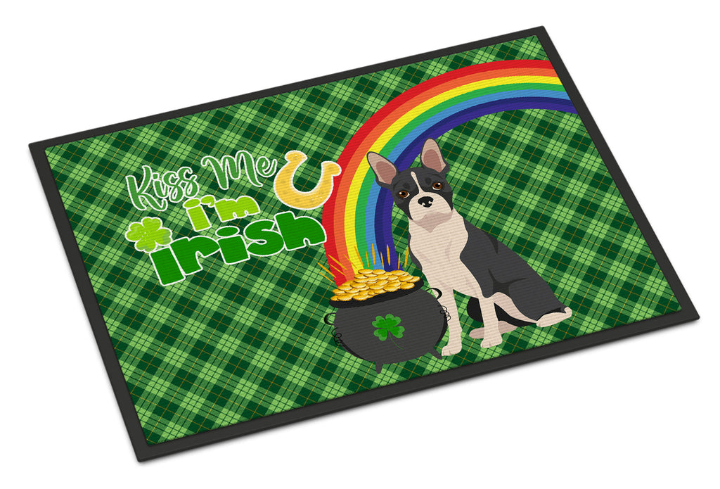 Black Boston Terrier St. Patrick's Day Doormat Indoor Outdoor 24H X 36W Front Door Mat Rugs for Entryway, Non Slip Washable Low Pile,