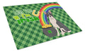 Black Boston Terrier St. Patrick's Day Cutting Board Tempered Glass Kitchen Cutting Surface, Heat Resistant Chopping, Non-Slip Feet, Food Prep & Serving