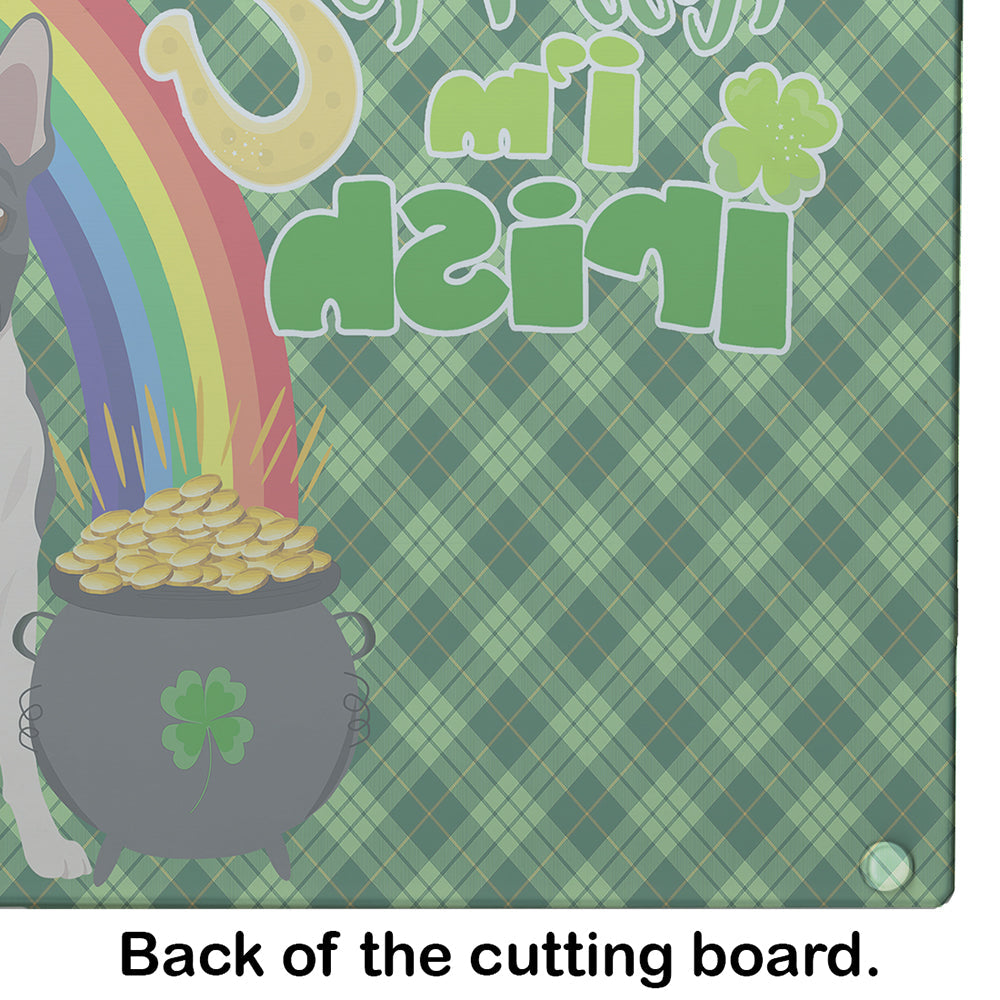 Black Boston Terrier St. Patrick's Day Cutting Board Tempered Glass Kitchen Cutting Surface, Heat Resistant Chopping, Non-Slip Feet, Food Prep & Serving
