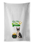 Black Boston Terrier St. Patrick's Day Kitchen Towel Set of 2 White Dish Towels Decorative Bathroom Hand towel for Hand, Face, Hair, Yoga, Tea, Dishcloth, 19 X 28", White