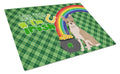 Fawn Boston Terrier St. Patrick's Day Cutting Board Tempered Glass Kitchen Cutting Surface, Heat Resistant Chopping, Non-Slip Feet, Food Prep & Serving