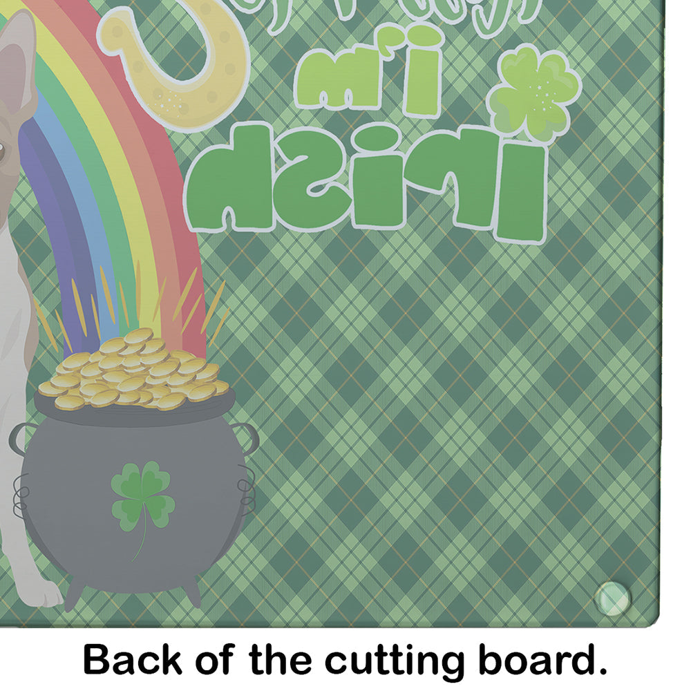 Fawn Boston Terrier St. Patrick's Day Cutting Board Tempered Glass Kitchen Cutting Surface, Heat Resistant Chopping, Non-Slip Feet, Food Prep & Serving