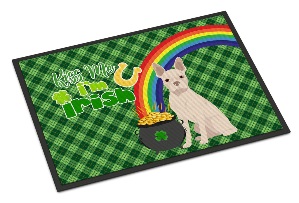 White Boston Terrier St. Patrick's Day Doormat Indoor Outdoor 24H X 36W Front Door Mat Rugs for Entryway, Non Slip Washable Low Pile,