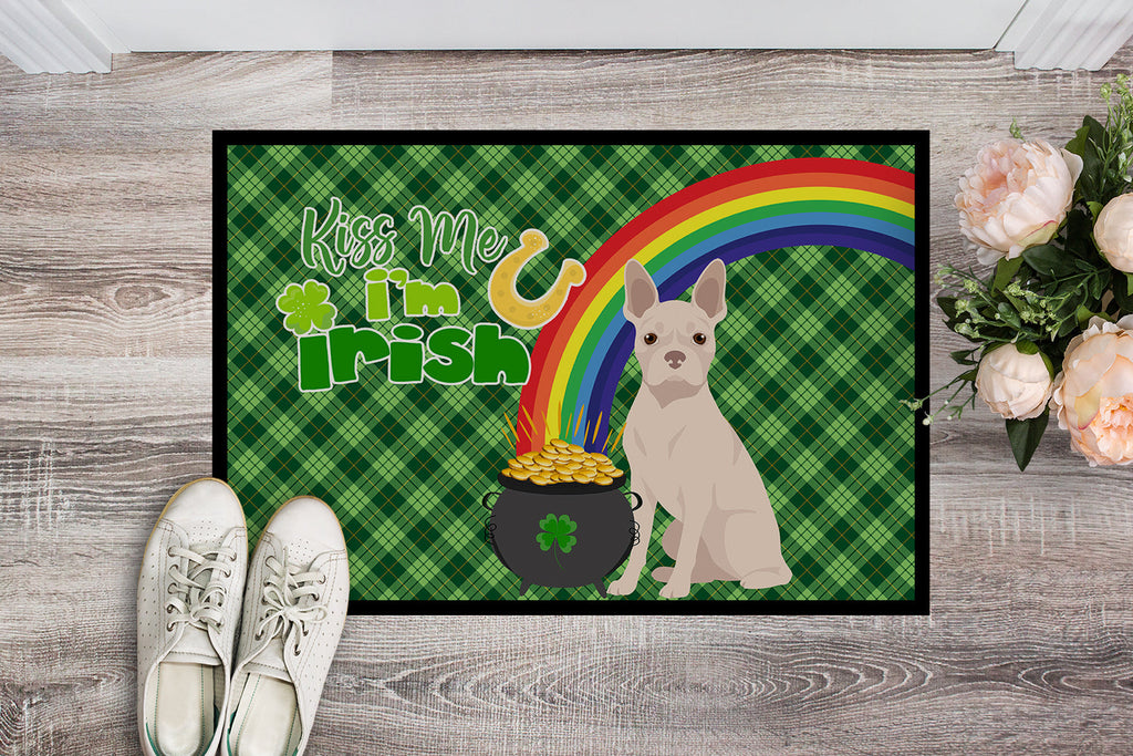 White Boston Terrier St. Patrick's Day Doormat Indoor Outdoor 24H X 36W Front Door Mat Rugs for Entryway, Non Slip Washable Low Pile,