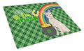 White Boston Terrier St. Patrick's Day Cutting Board Tempered Glass Kitchen Cutting Surface, Heat Resistant Chopping, Non-Slip Feet, Food Prep & Serving