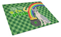 Blue Boston Terrier St. Patrick's Day Cutting Board Tempered Glass Kitchen Cutting Surface, Heat Resistant Chopping, Non-Slip Feet, Food Prep & Serving