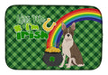 Brindle Boston Terrier St. Patrick's Day Dish Drying Mat Absorbent Dish Drying Mat Pad for Kitchen Counter Dish Drainer Mat for Countertop, 14 x 21", Multicolor