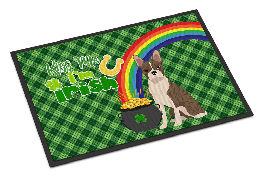 Brindle Boston Terrier St. Patrick's Day Doormat Indoor Outdoor 24H X 36W Front Door Mat Rugs for Entryway, Non Slip Washable Low Pile,