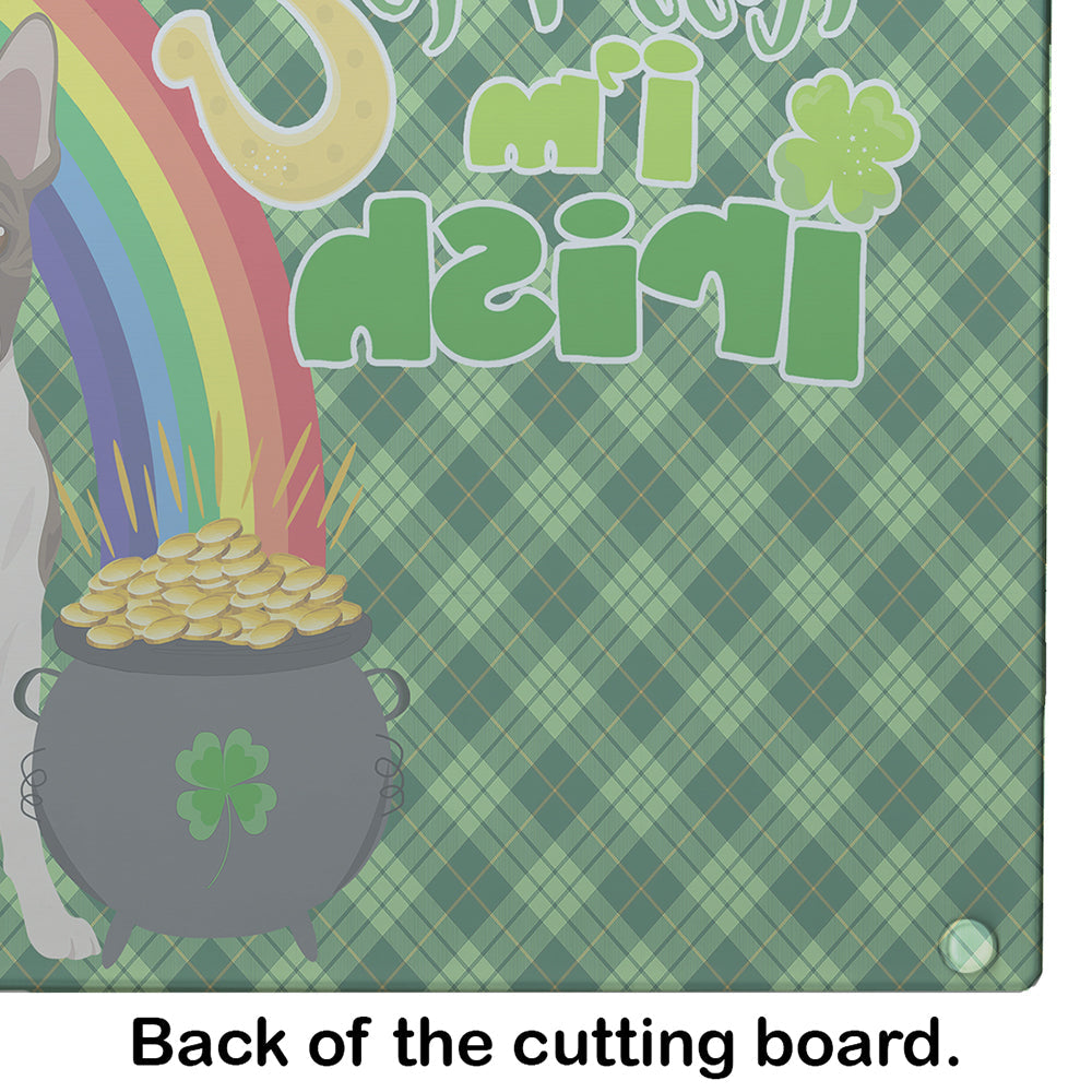 Brindle Boston Terrier St. Patrick's Day Cutting Board Tempered Glass Kitchen Cutting Surface, Heat Resistant Chopping, Non-Slip Feet, Food Prep & Serving