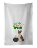 Brindle Boston Terrier St. Patrick's Day Kitchen Towel Set of 2 White Dish Towels Decorative Bathroom Hand towel for Hand, Face, Hair, Yoga, Tea, Dishcloth, 19 X 28", White