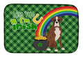 Natural Eared Red Brindle Boxer St. Patrick's Day Dish Drying Mat Absorbent Dish Drying Mat Pad for Kitchen Counter Dish Drainer Mat for Countertop, 14 x 21", Multicolor
