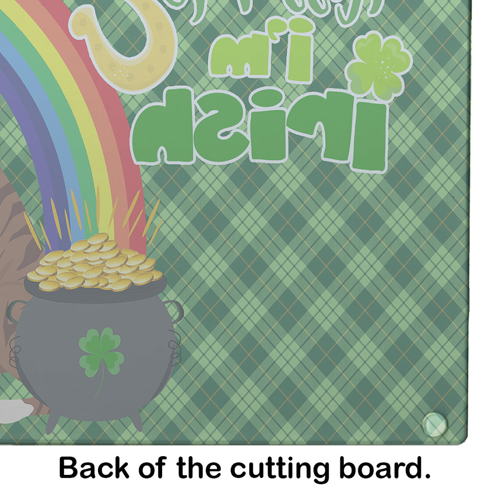 Natural Eared Red Brindle Boxer St. Patrick's Day Cutting Board Tempered Glass Kitchen Cutting Surface, Heat Resistant Chopping, Non-Slip Feet, Food Prep & Serving