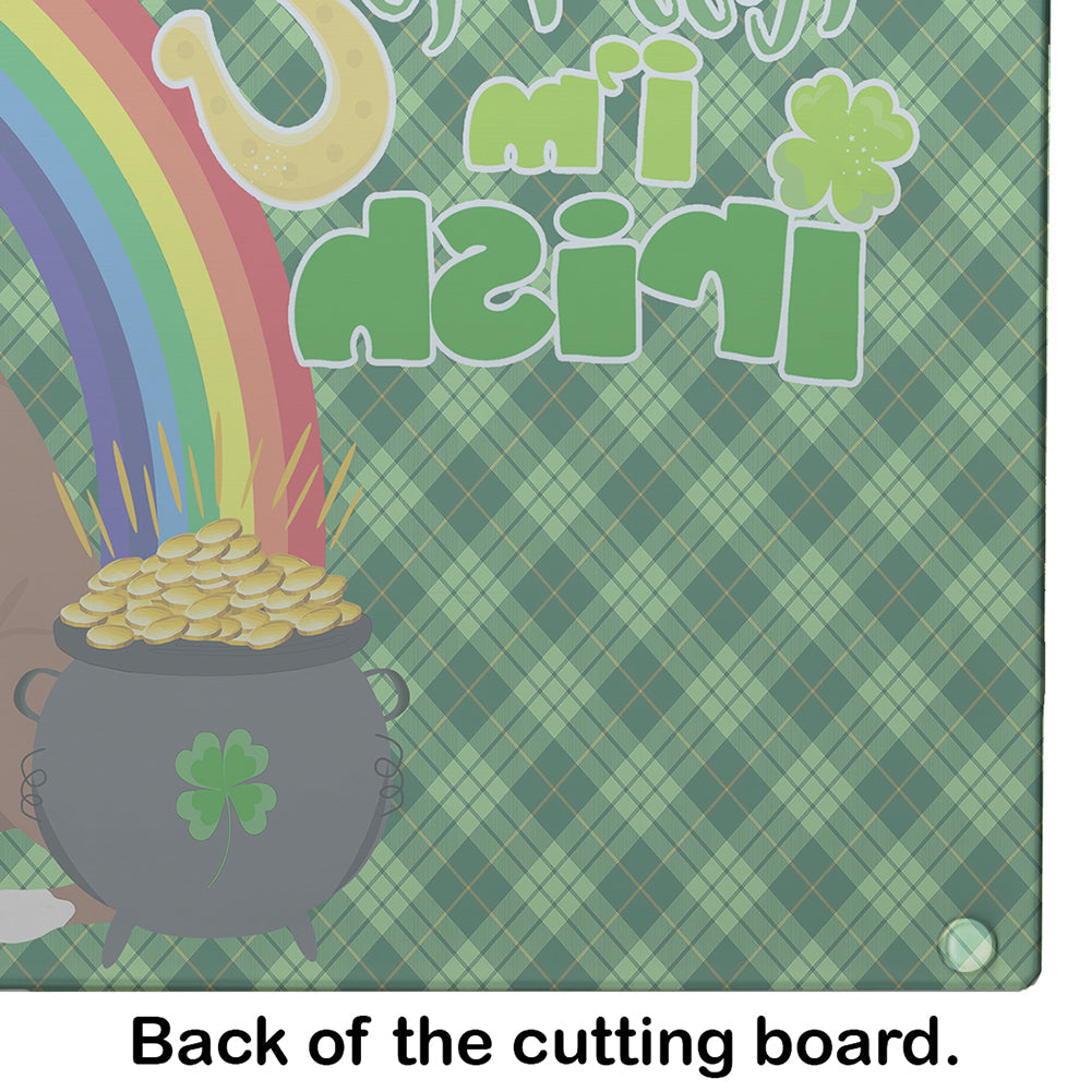 Natural Eared Red Fawn Boxer St. Patrick's Day Cutting Board Tempered Glass Kitchen Cutting Surface, Heat Resistant Chopping, Non-Slip Feet, Food Prep & Serving