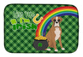 Natural Eared Fawn Boxer St. Patrick's Day Dish Drying Mat Absorbent Dish Drying Mat Pad for Kitchen Counter Dish Drainer Mat for Countertop, 14 x 21", Multicolor