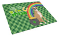 Natural Eared Fawn Boxer St. Patrick's Day Cutting Board Tempered Glass Kitchen Cutting Surface, Heat Resistant Chopping, Non-Slip Feet, Food Prep & Serving