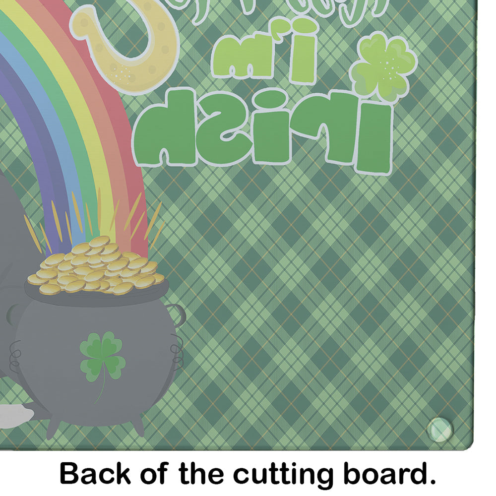 Natural Eared Black Boxer St. Patrick's Day Cutting Board Tempered Glass Kitchen Cutting Surface, Heat Resistant Chopping, Non-Slip Feet, Food Prep & Serving