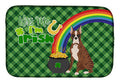 Red Brindle Boxer St. Patrick's Day Dish Drying Mat Absorbent Dish Drying Mat Pad for Kitchen Counter Dish Drainer Mat for Countertop, 14 x 21", Multicolor