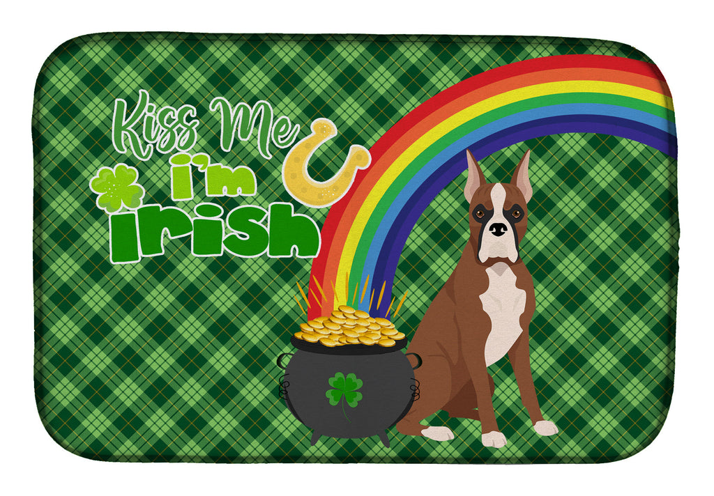Red Fawn Boxer St. Patrick's Day Dish Drying Mat Absorbent Dish Drying Mat Pad for Kitchen Counter Dish Drainer Mat for Countertop, 14 x 21", Multicolor