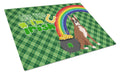 Red Fawn Boxer St. Patrick's Day Cutting Board Tempered Glass Kitchen Cutting Surface, Heat Resistant Chopping, Non-Slip Feet, Food Prep & Serving