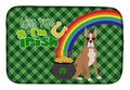 Fawn Boxer St. Patrick's Day Dish Drying Mat Absorbent Dish Drying Mat Pad for Kitchen Counter Dish Drainer Mat for Countertop, 14 x 21", Multicolor