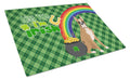 Fawn Boxer St. Patrick's Day Cutting Board Tempered Glass Kitchen Cutting Surface, Heat Resistant Chopping, Non-Slip Feet, Food Prep & Serving