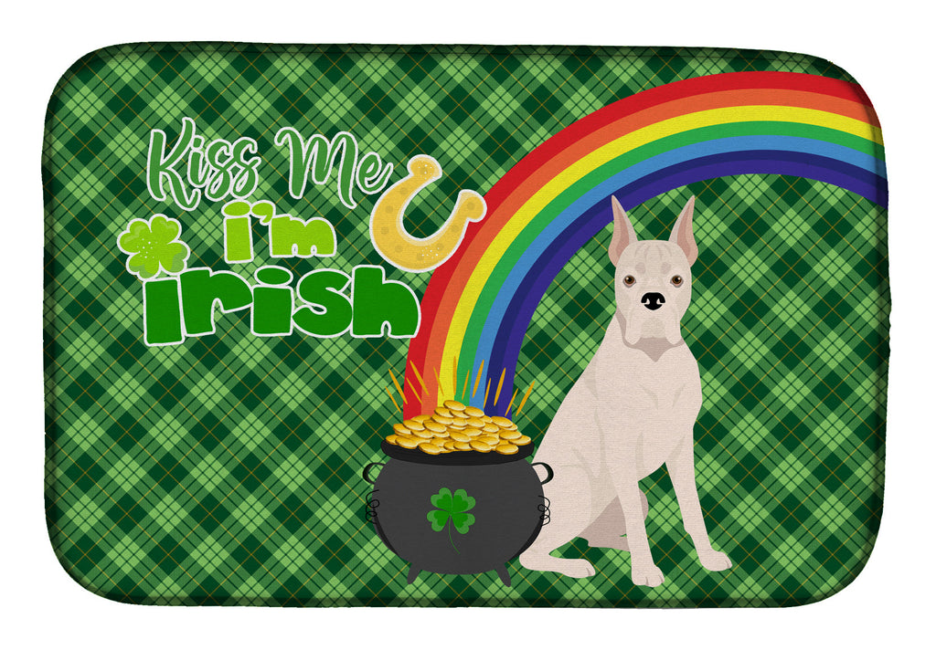 White Boxer St. Patrick's Day Dish Drying Mat Absorbent Dish Drying Mat Pad for Kitchen Counter Dish Drainer Mat for Countertop, 14 x 21", Multicolor