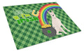 White Boxer St. Patrick's Day Cutting Board Tempered Glass Kitchen Cutting Surface, Heat Resistant Chopping, Non-Slip Feet, Food Prep & Serving