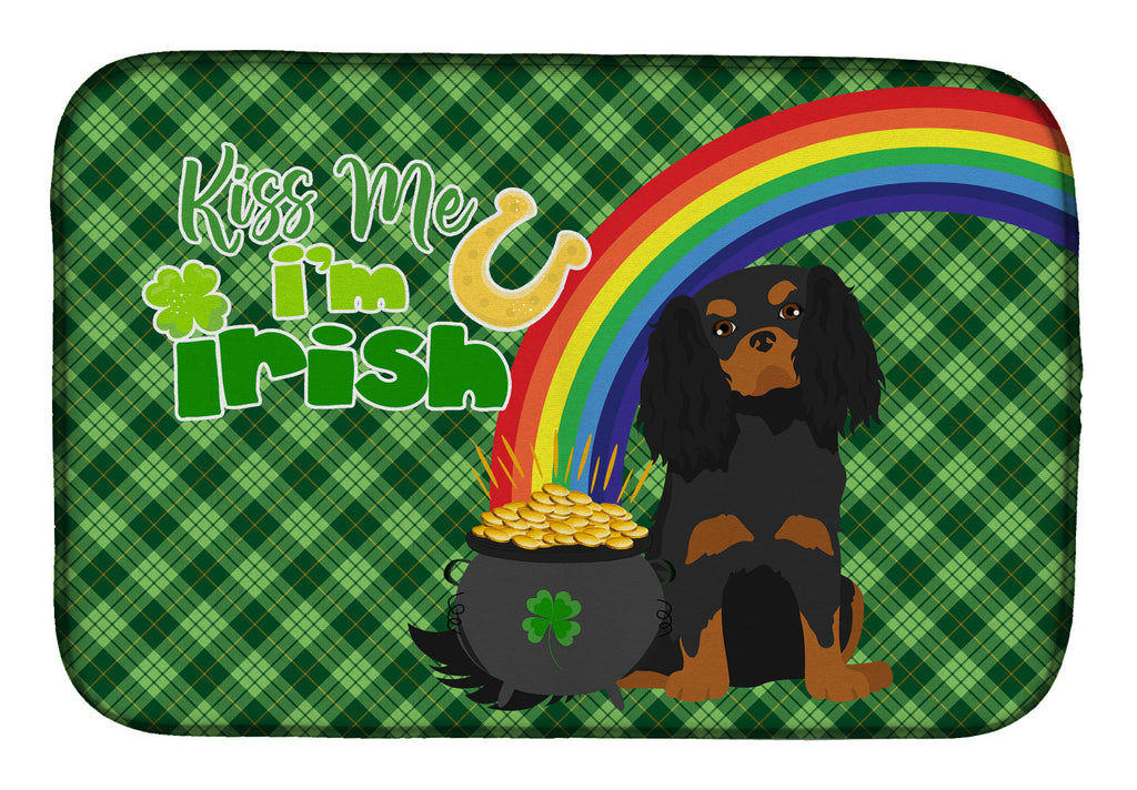 Black and Tan Cavalier Spaniel St. Patrick's Day Dish Drying Mat Absorbent Dish Drying Mat Pad for Kitchen Counter Dish Drainer Mat for Countertop, 14 x 21", Multicolor