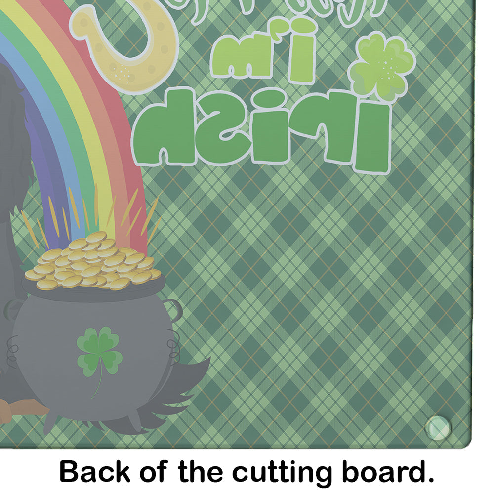 Black and Tan Cavalier Spaniel St. Patrick's Day Cutting Board Tempered Glass Kitchen Cutting Surface, Heat Resistant Chopping, Non-Slip Feet, Food Prep & Serving