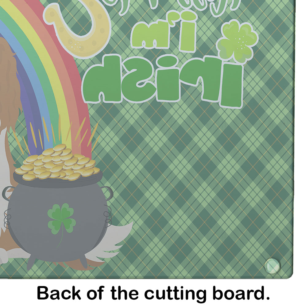 Blenheim Cavalier Spaniel St. Patrick's Day Cutting Board Tempered Glass Kitchen Cutting Surface, Heat Resistant Chopping, Non-Slip Feet, Food Prep & Serving