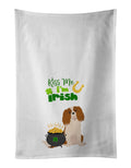 Blenheim Cavalier Spaniel St. Patrick's Day Kitchen Towel Set of 2 White Dish Towels Decorative Bathroom Hand towel for Hand, Face, Hair, Yoga, Tea, Dishcloth, 19 X 28", White