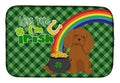 Ruby Cavalier Spaniel St. Patrick's Day Dish Drying Mat Absorbent Dish Drying Mat Pad for Kitchen Counter Dish Drainer Mat for Countertop, 14 x 21", Multicolor