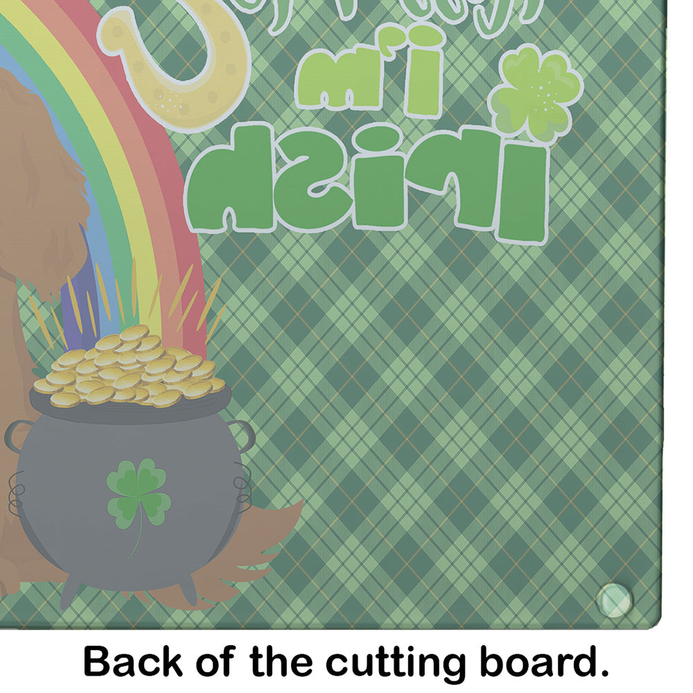 Ruby Cavalier Spaniel St. Patrick's Day Cutting Board Tempered Glass Kitchen Cutting Surface, Heat Resistant Chopping, Non-Slip Feet, Food Prep & Serving