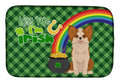 Longhaired Red and White Chihuahua St. Patrick's Day Dish Drying Mat Absorbent Dish Drying Mat Pad for Kitchen Counter Dish Drainer Mat for Countertop, 14 x 21", Multicolor