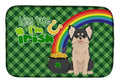 Longhaired Black and White Chihuahua St. Patrick's Day Dish Drying Mat Absorbent Dish Drying Mat Pad for Kitchen Counter Dish Drainer Mat for Countertop, 14 x 21", Multicolor