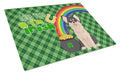 Longhaired Black and White Chihuahua St. Patrick's Day Cutting Board Tempered Glass Kitchen Cutting Surface, Heat Resistant Chopping, Non-Slip Feet, Food Prep & Serving