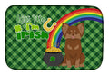 Longhaired Chocolate and Tan Chihuahua St. Patrick's Day Dish Drying Mat Absorbent Dish Drying Mat Pad for Kitchen Counter Dish Drainer Mat for Countertop, 14 x 21", Multicolor