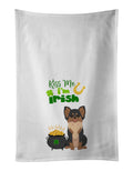 Longhaired Black and Tan Chihuahua St. Patrick's Day Kitchen Towel Set of 2 White Dish Towels Decorative Bathroom Hand towel for Hand, Face, Hair, Yoga, Tea, Dishcloth, 19 X 28", White