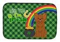 Longhaired Red Chihuahua St. Patrick's Day Dish Drying Mat Absorbent Dish Drying Mat Pad for Kitchen Counter Dish Drainer Mat for Countertop, 14 x 21", Multicolor