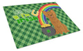 Longhaired Red Chihuahua St. Patrick's Day Cutting Board Tempered Glass Kitchen Cutting Surface, Heat Resistant Chopping, Non-Slip Feet, Food Prep & Serving