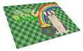 Longhaired Black and White #2 Chihuahua St. Patrick's Day Cutting Board Tempered Glass Kitchen Cutting Surface, Heat Resistant Chopping, Non-Slip Feet, Food Prep & Serving