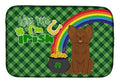 Longhaired Chocolate Chihuahua St. Patrick's Day Dish Drying Mat Absorbent Dish Drying Mat Pad for Kitchen Counter Dish Drainer Mat for Countertop, 14 x 21", Multicolor
