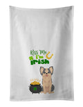 Longhaired Blue and White Chihuahua St. Patrick's Day Kitchen Towel Set of 2 White Dish Towels Decorative Bathroom Hand towel for Hand, Face, Hair, Yoga, Tea, Dishcloth, 19 X 28", White