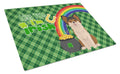 Longhaired Black and Red Chihuahua St. Patrick's Day Cutting Board Tempered Glass Kitchen Cutting Surface, Heat Resistant Chopping, Non-Slip Feet, Food Prep & Serving