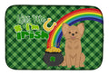 Longhaired Gold Chihuahua St. Patrick's Day Dish Drying Mat Absorbent Dish Drying Mat Pad for Kitchen Counter Dish Drainer Mat for Countertop, 14 x 21", Multicolor