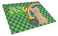 Longhaired Gold Chihuahua St. Patrick's Day Cutting Board Tempered Glass Kitchen Cutting Surface, Heat Resistant Chopping, Non-Slip Feet, Food Prep & Serving