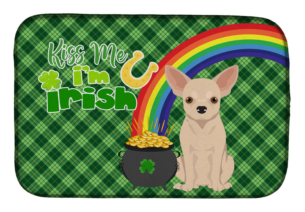 Fawn Chihuahua St. Patrick's Day Dish Drying Mat Absorbent Dish Drying Mat Pad for Kitchen Counter Dish Drainer Mat for Countertop, 14 x 21", Multicolor