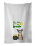 Blue and White Chihuahua St. Patrick's Day Kitchen Towel Set of 2 White Dish Towels Decorative Bathroom Hand towel for Hand, Face, Hair, Yoga, Tea, Dishcloth, 19 X 28", White